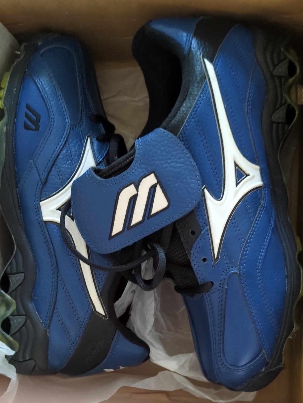 Mizuno Men's Royal Blue Athletic Metal Cleats with White Logo